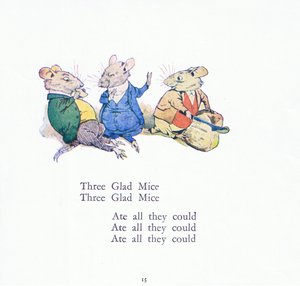 Tre glada möss, tre glada möss, åt allt de kunde